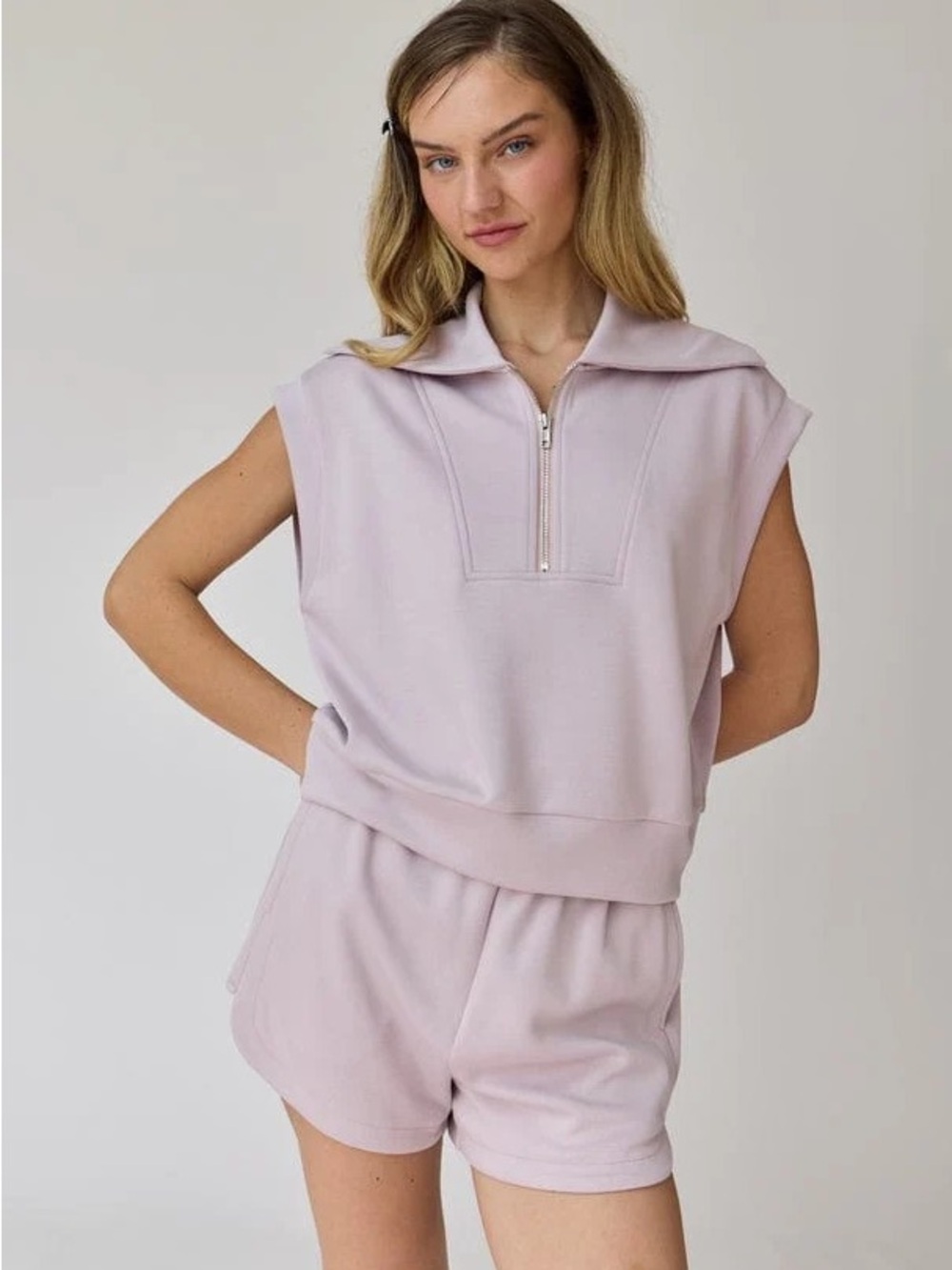 Paper moon Light Purple Zip Polo Top Size Medium
